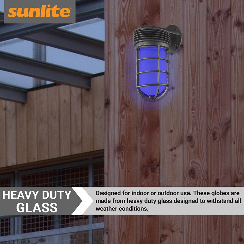 Sunlite غلاف زجاجي بديل Sunlite 88150 لمصابيح VT100/VTA100، زجاج مزخرف أزرق، زجاج ثقيل، للاستخدام الداخلي/الخارجي، تركيبات محكمة الطقس مثبتة على السطح أو الجدار، تجاري، درجة صناعية - Image 4